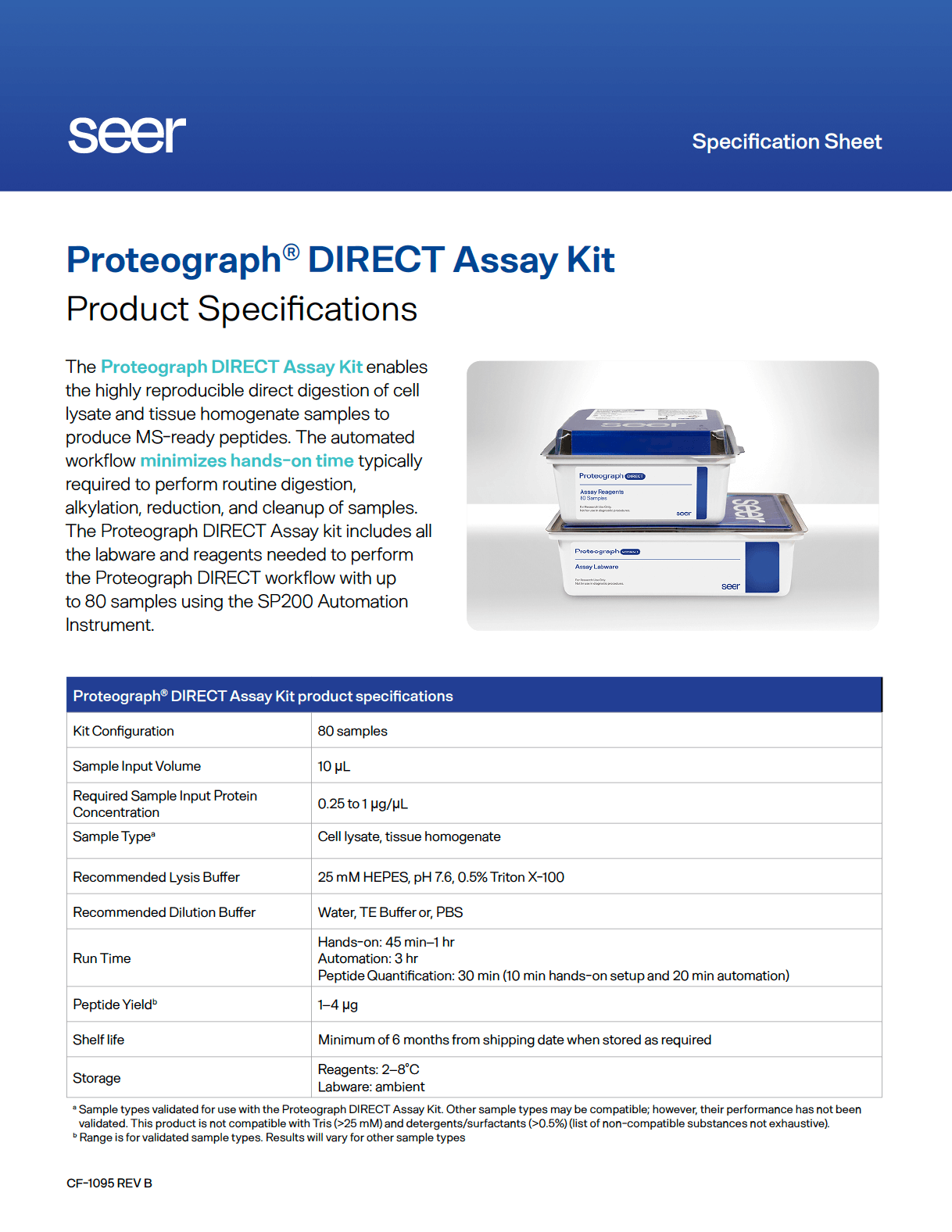 Proteograph DIRECT Assay Kit Product Specifications